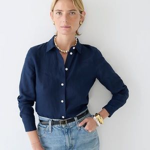 J.Crew Slim-fit Baird McNutt Irish linen shirt Navy Sz 12